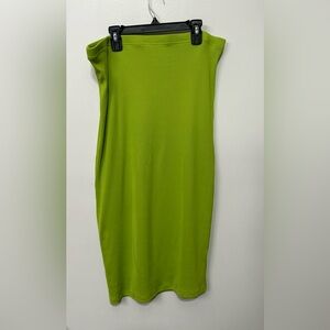 Vibrant Lime ribbed midi skirt